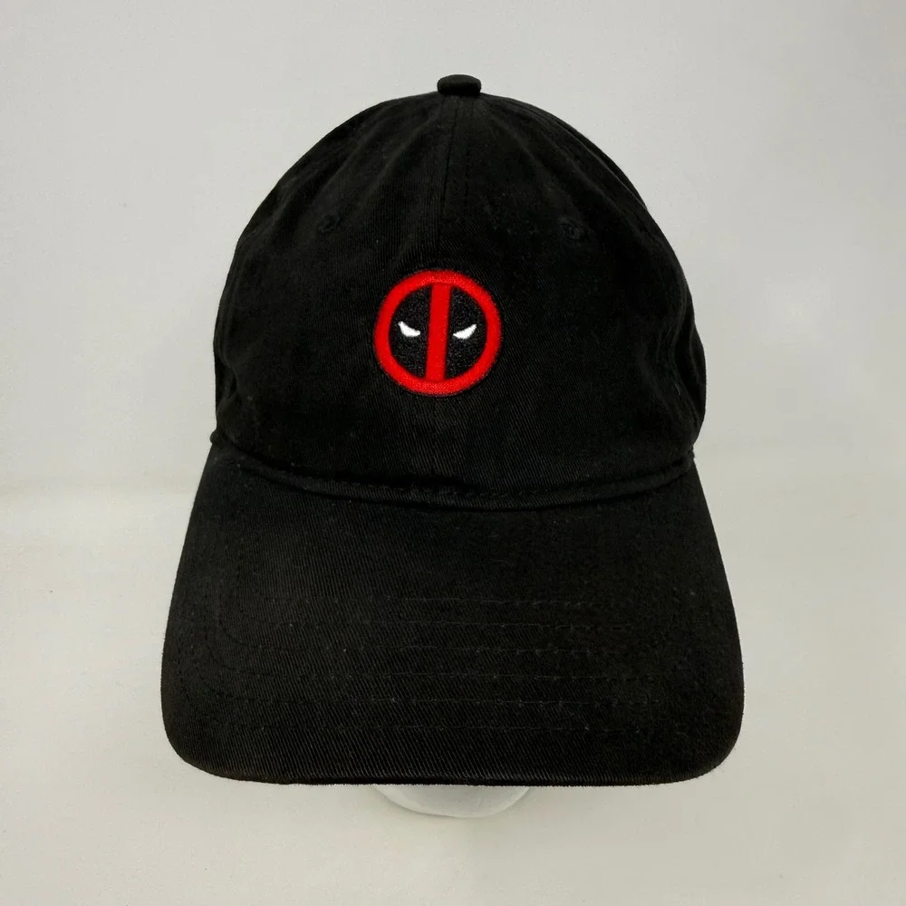 Marvel Deadpool Black Cotton Baseball Cap Adjustable Dad Hat Embroidered Logo